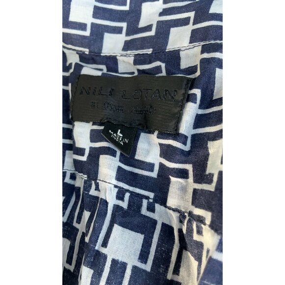 $477 Nili Lotan Kate Printed Cotton-voile Shirt Blouse Top NEW L - Picture 8 of 8